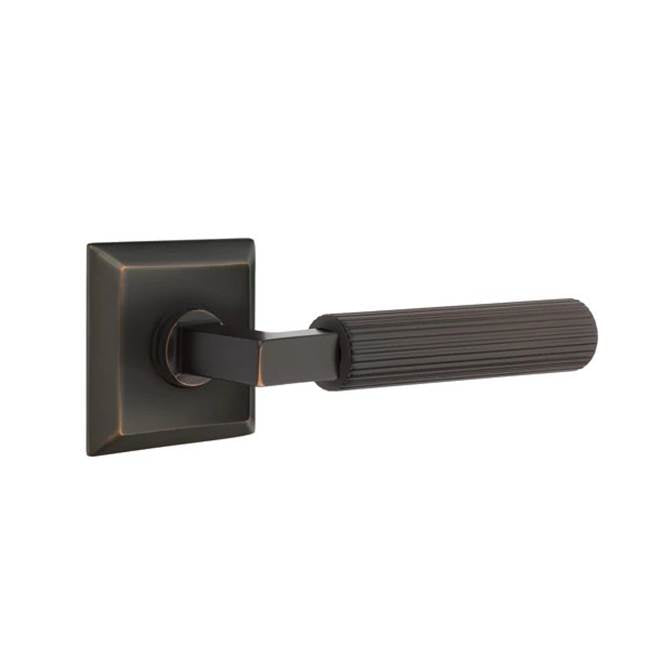 Emtek - Concealed Fastener, Passage, Quincy Rosette US10B, L-Square Stem US10B, Straight Knurled Handle US10B - Oil Rubbed Bronze