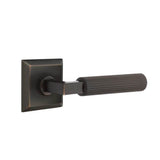 Emtek - Passage, Quincy Rosette US10B, L-Square Stem US10B, Straight Knurled Handle US10B RH - Oil Rubbed Bronze