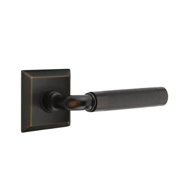 Emtek - Concealed Fastener Privacy, Quincy Rosette US10B, R-Bar Stem US10B, Knurled Handle US10B - Oil Rubbed Bronze