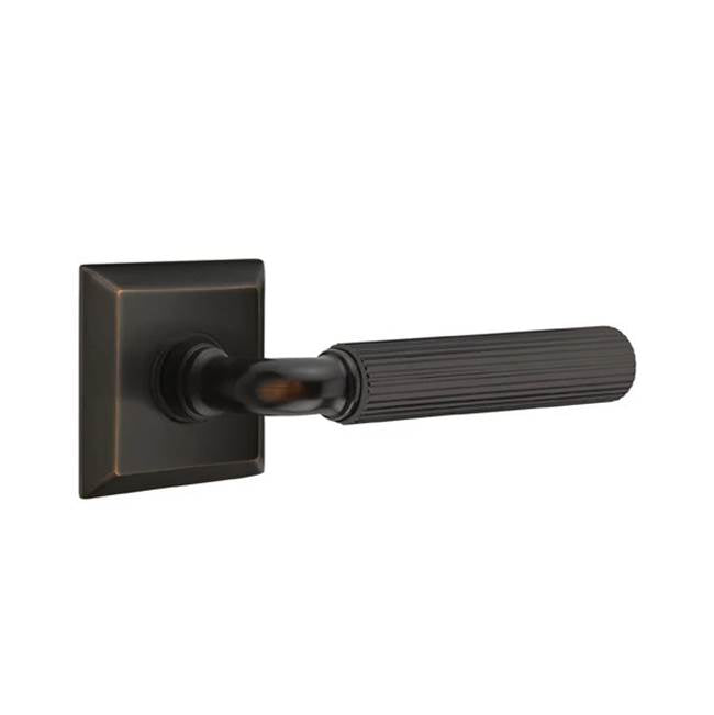 Emtek - Passage, Quincy Rosette US10B, R-Bar Stem US10B, Straight Knurled Handle US10B RH - Oil Rubbed Bronze