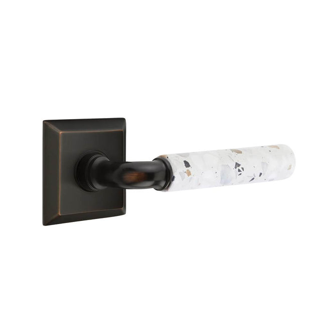 Emtek - Select Passage, Quincy Rosette US10B, R-Bar Stem US10B, Light Terrazzo Handle, RH - Oil Rubbed Bronze