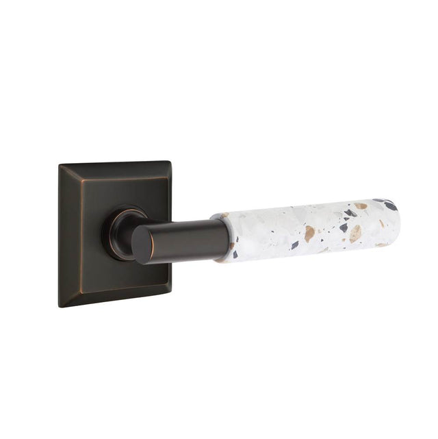 Emtek - Select Passage, Quincy Rosette US10B, T-Bar Stem US10B, Light Terrazzo Handle, LH - Oil Rubbed Bronze