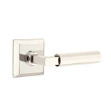 Emtek - Privacy, Quincy Rosette US14, L-Square Stem US14, Faceted Handle US14 LH - Polished Nickel