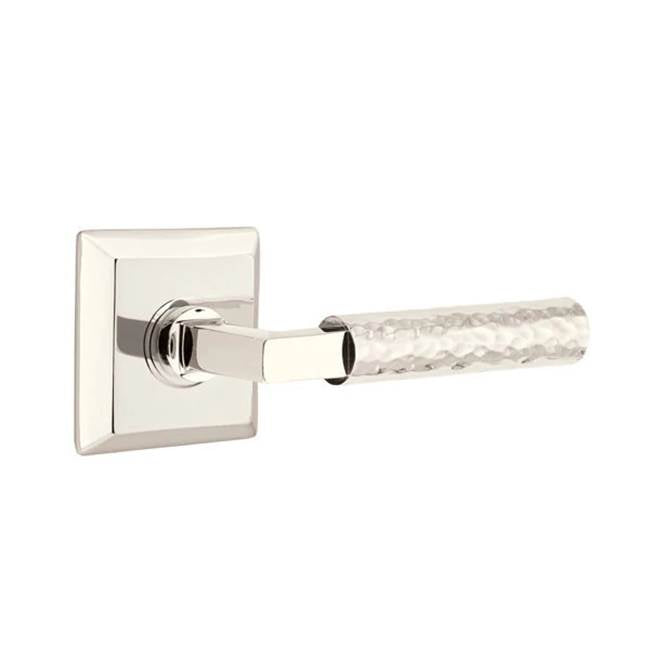 Emtek - Concealed Fastener, Privacy, Quincy Rosette US14, L-Square Stem US14, Hammered Handle US14 - Polished Nickel
