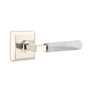 Emtek - Passage, Quincy Rosette US14, L-Square Stem US14, White Marble Handle, LH - Polished Nickel