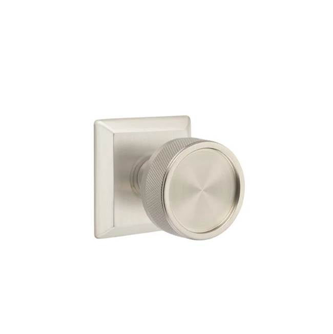 Emtek - Concealed Fastener Privacy, Quincy Rosette US15, Conical Stem US15, Knurled Knob US15 - Satin Nickel