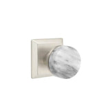 Emtek - Concealed Fastener Privacy, Quincy Rosette US15, Conical Stem US15, White Marble Knob - Satin Nickel