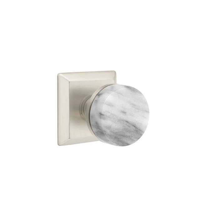 Emtek - Dummy, Quincy Rosette US15, Conical Stem US15, White Marble Knob - Satin Nickel