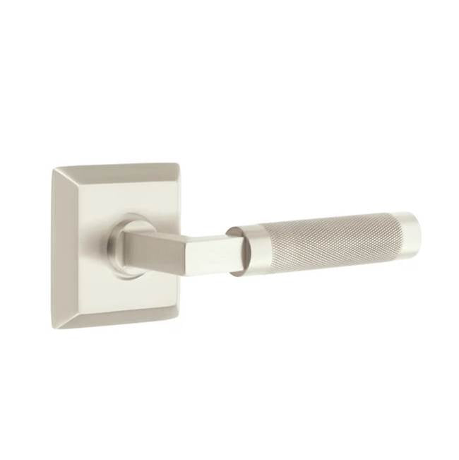 Emtek - Passage, Quincy Rosette US15, L-Square Stem US15, Knurled Handle US15 RH - Satin Nickel
