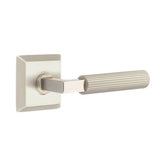 Emtek - Passage, Quincy Rosette US15, L-Square Stem US15, Straight Knurled Handle US15 LH - Satin Nickel