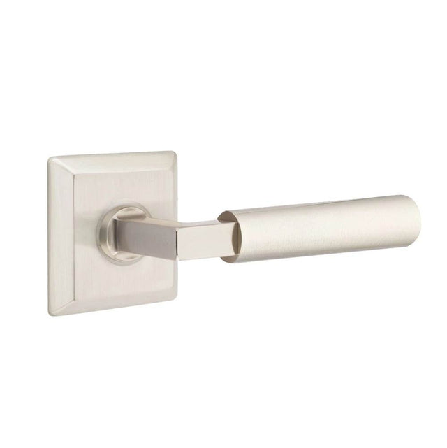 Emtek - Select Passage, Quincy Rosette US15, L-Square Stem US15, Smooth Handle US15 RH - Satin Nickel