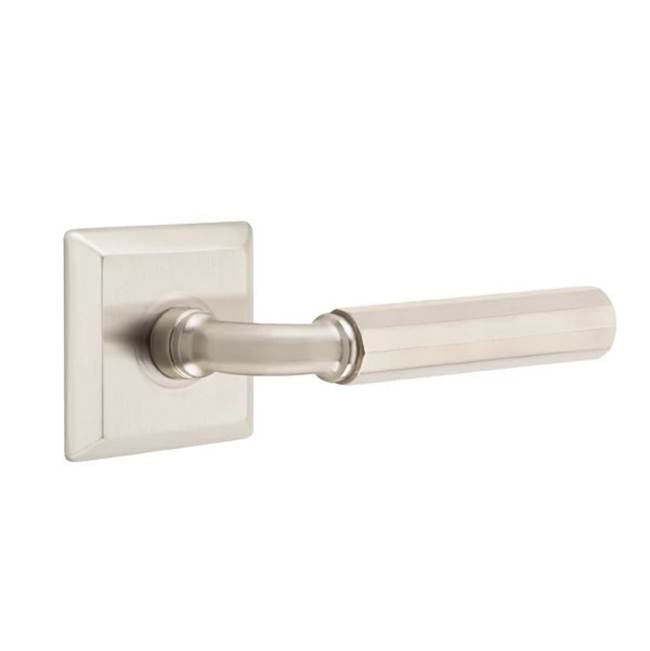 Emtek - Passage, Quincy Rosette US15, R-Bar Stem US15, Faceted Handle US15 LH - Satin Nickel