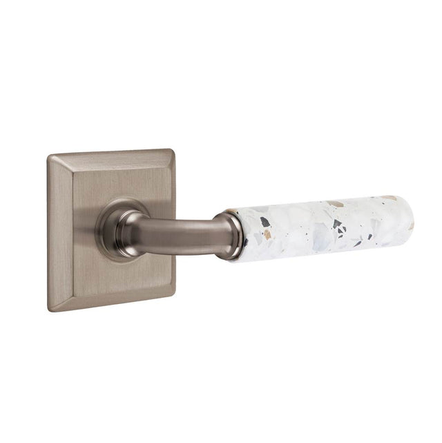 Emtek - Select Passage, Quincy Rosette US15A, R-Bar Stem US15A, Light Terrazzo Handle, RH - Pewter