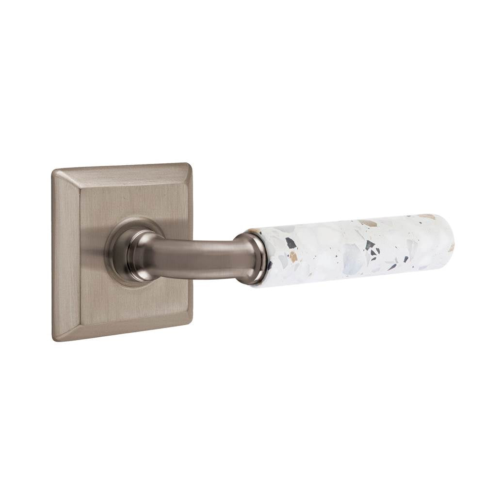 Emtek - Select Privacy, Quincy Rosette US15A, R-Bar Stem US15A, Light Terrazzo Handle, RH - Pewter