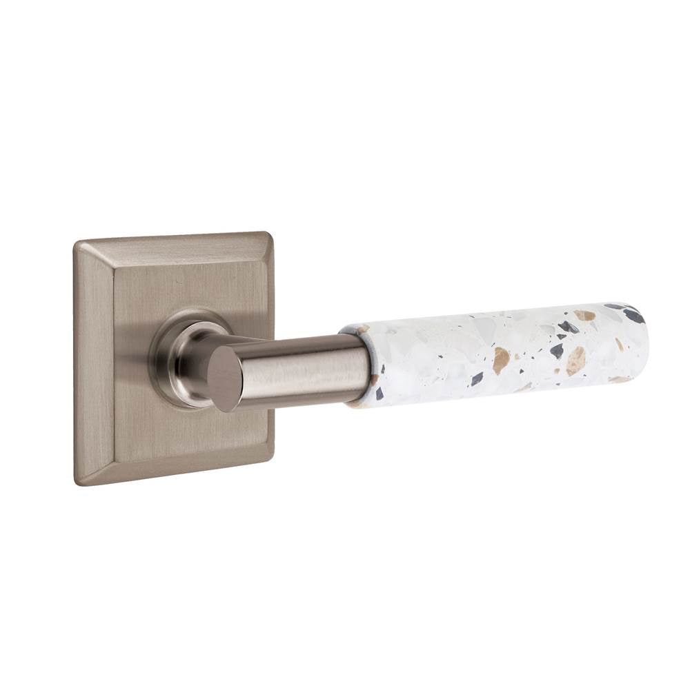 Emtek - Select Dummy, Quincy Rosette US15A, T-Bar Stem US15A, Light Terrazzo Handle - Pewter
