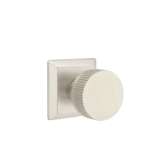 Emtek - Passage, Quincy Rosette US15, Conical Stem US15, Straight Knurled Knob US15 - Satin Nickel