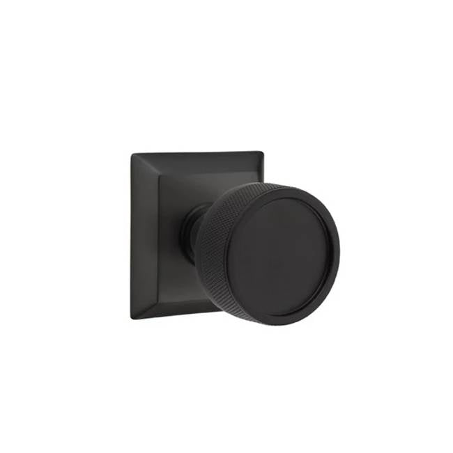 Emtek - Passage, Quincy Rosette US19, Conical Stem US19, Knurled Knob US19 - Flat Black