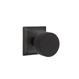 Emtek - Concealed Fastener Privacy, Quincy Rosette US19, Conical Stem US19, Straight Knurled Knob US19 - Flat Black