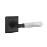 Emtek - Dummy, Quincy Rosette US19, L-Square Stem US19, White Marble Handle - Flat Black