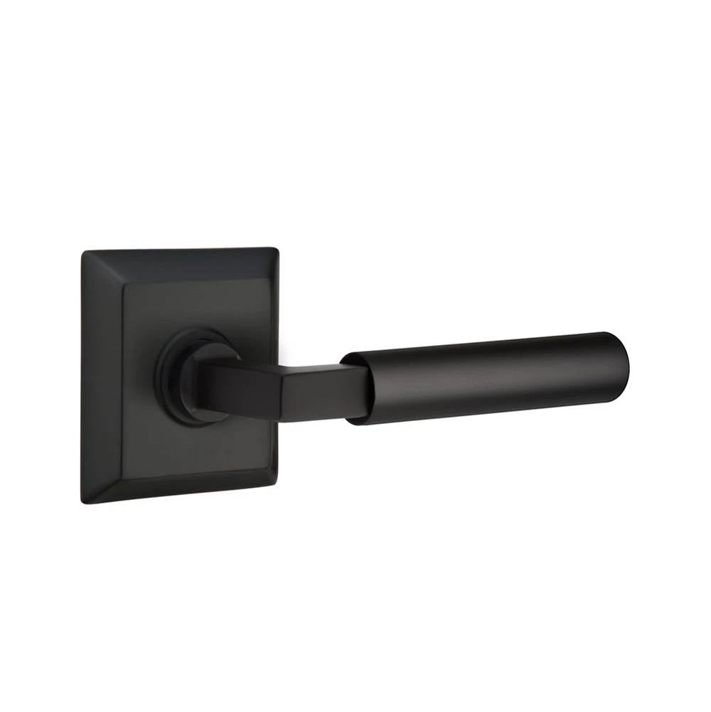 Emtek - Select Passage, Quincy Rosette US19, L-Square Stem US19, Smooth Handle US19 LH - Flat Black