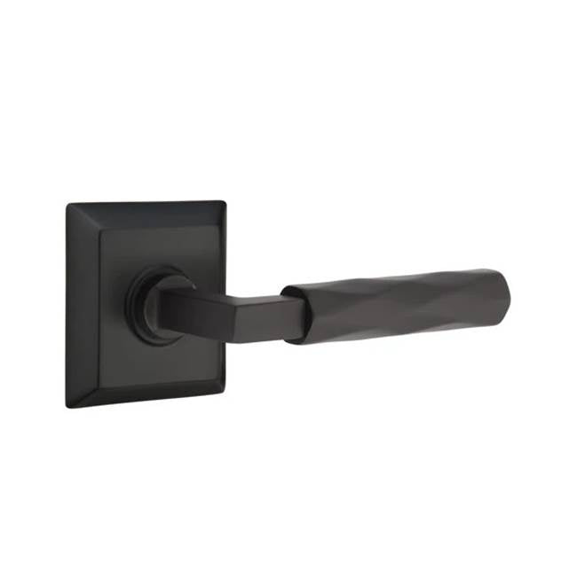 Emtek - Passage, Quincy Rosette US19, L-Square Stem US19, Tribeca Handle US19 RH - Flat Black