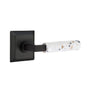 Emtek - Select Passage, Quincy Rosette US19, L-Square Stem US19, Light Terrazzo Handle, RH - Flat Black