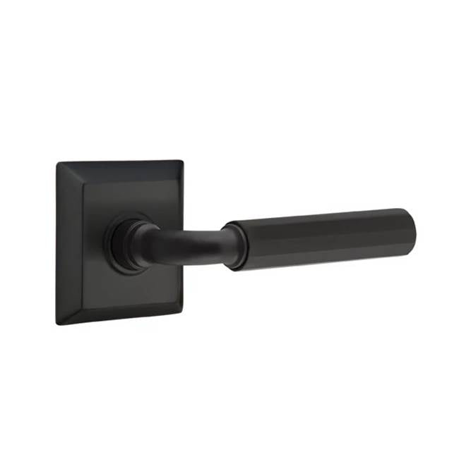 Emtek - Passage, Quincy Rosette US19, R-Bar Stem US19, Faceted Handle US19 LH - Flat Black