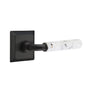 Emtek - Select Privacy, Quincy Rosette US19, R-Bar Stem US19, Light Terrazzo Handle, LH - Flat Black