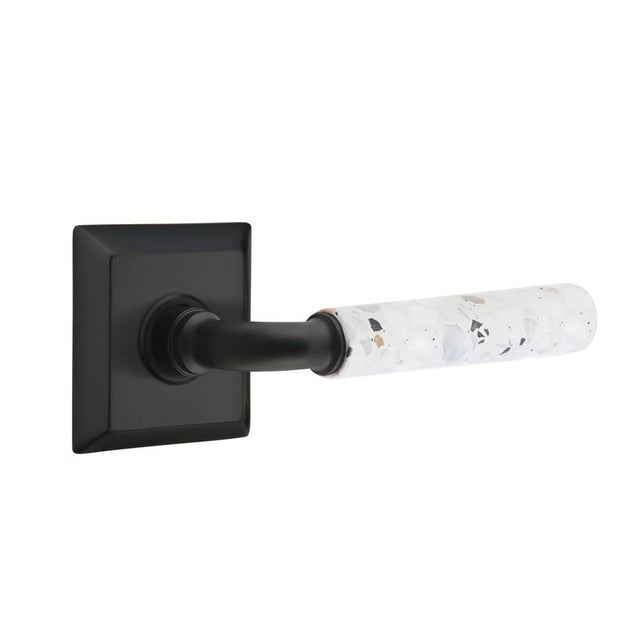 Emtek - Select Passage, Quincy Rosette US19, R-Bar Stem US19, Light Terrazzo Handle, LH - Flat Black