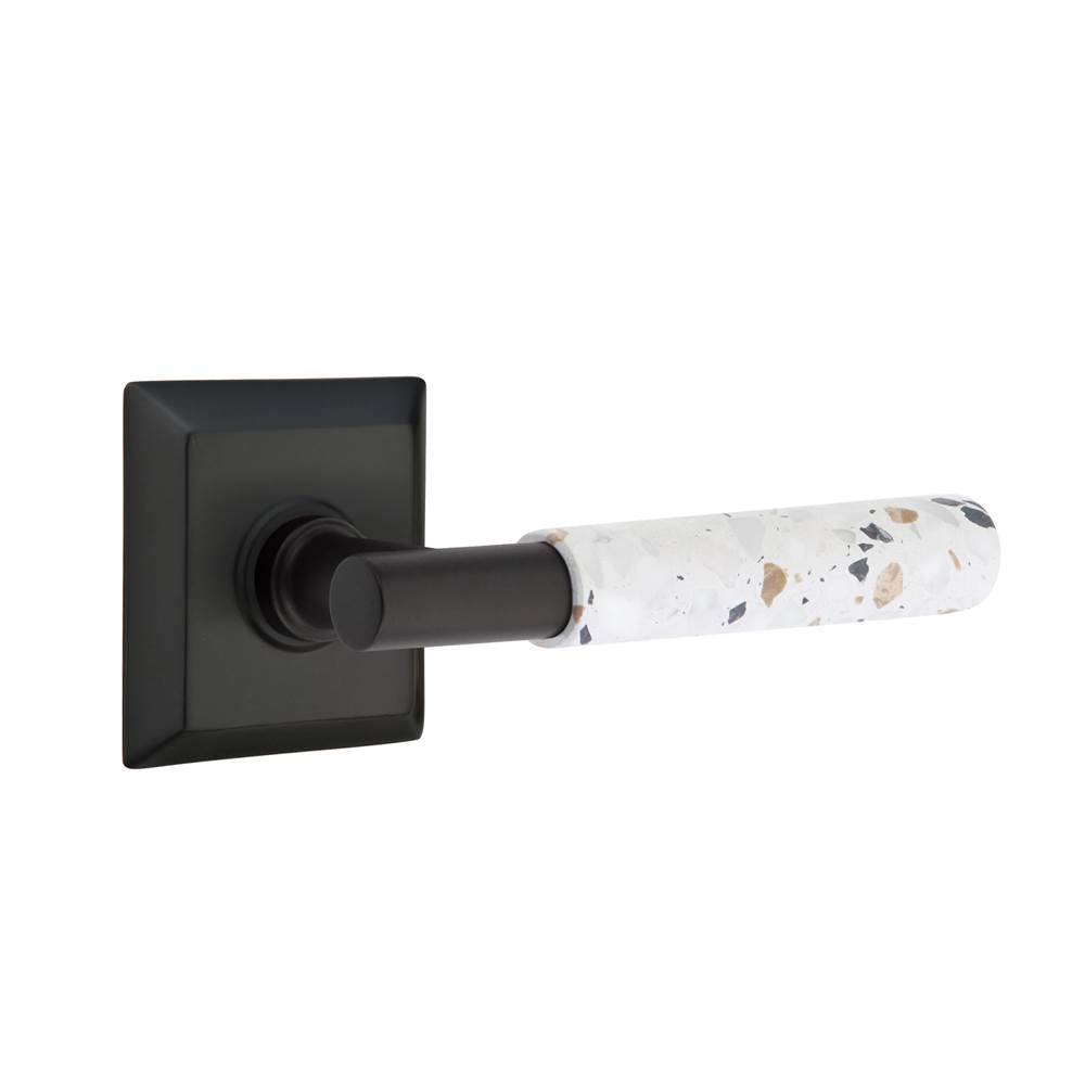 Emtek - Select Passage, Quincy Rosette US19, T-Bar Stem US19, Light Terrazzo Handle, RH - Flat Black