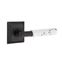 Emtek - Select Privacy, Quincy Rosette US19, T-Bar Stem US19, Light Terrazzo Handle, RH - Flat Black