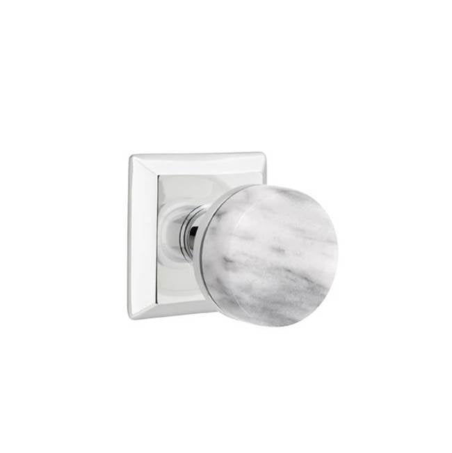Emtek - Passage, Quincy Rosette US26, Conical Stem US26, White Marble Knob - Polished Chrome
