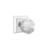 Emtek - Privacy, Quincy Rosette US26, Conical Stem US26, White Marble Knob - Polished Chrome