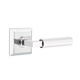 Emtek - Privacy, Quincy Rosette US26, L-Square Stem US26, Faceted Handle US26 LH - Polished Chrome