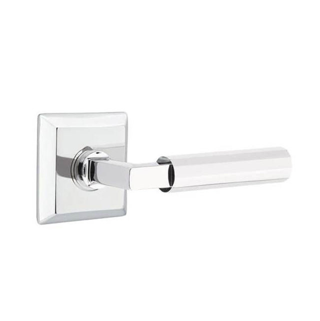 Emtek - Privacy, Quincy Rosette US26, L-Square Stem US26, Faceted Handle US26 LH - Polished Chrome