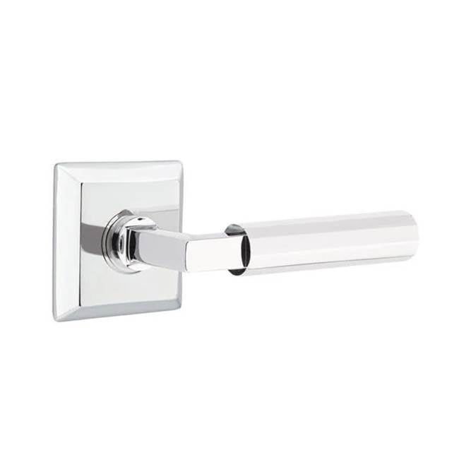 Emtek - Privacy, Quincy Rosette US26, L-Square Stem US26, Faceted Handle US26 RH - Polished Chrome