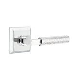 Emtek - Passage, Quincy Rosette US26, L-Square Stem US26, Hammered Handle US26 LH - Polished Chrome