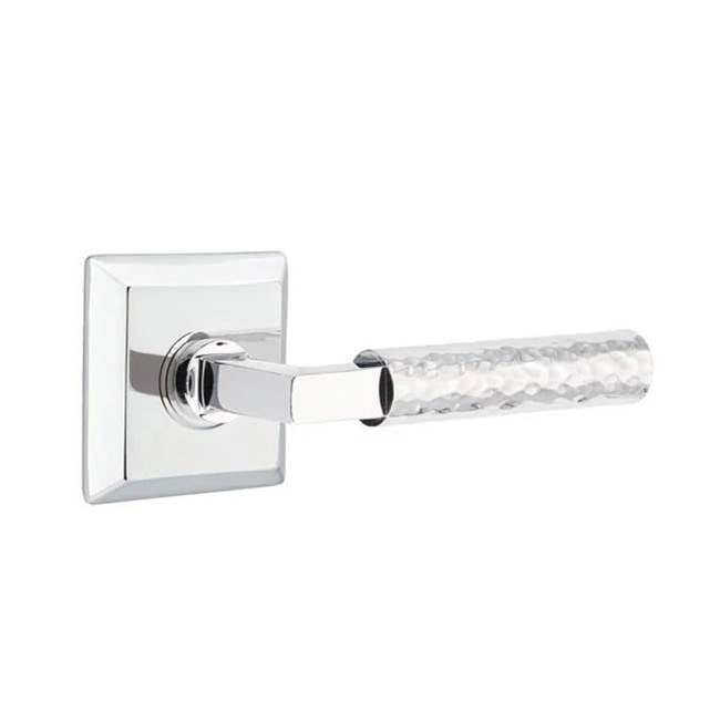 Emtek - Concealed Fastener, Passage, Quincy Rosette US26, L-Square Stem US26, Hammered Handle US26 - Polished Chrome