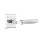 Emtek - Privacy, Quincy Rosette US26, L-Square Stem US26, White Marble Handle, RH - Polished Chrome