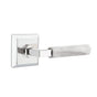 Emtek - Privacy, Quincy Rosette US26, L-Square Stem US26, White Marble Handle, LH - Polished Chrome