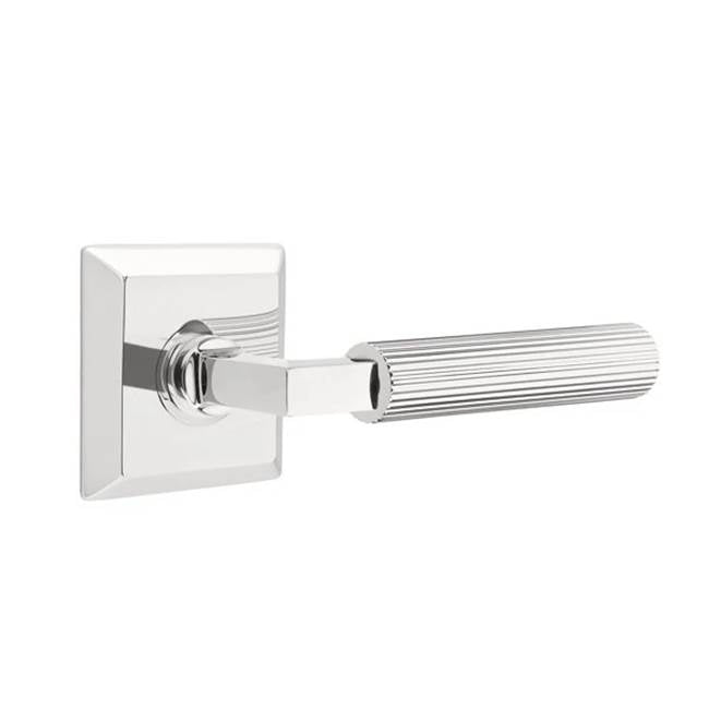 Emtek - Passage, Quincy Rosette US26, L-Square Stem US26, Straight Knurled Handle US26 LH - Polished Chrome