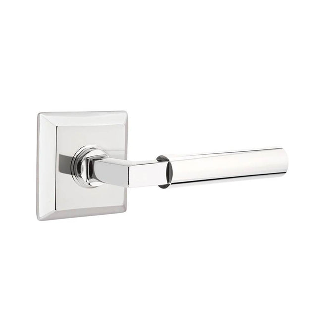 Emtek - Select Passage, Quincy Rosette US26, L-Square Stem US26, Smooth Handle US26 RH - Polished Chrome