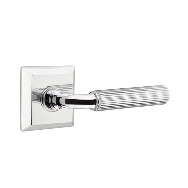 Emtek - Passage, Quincy Rosette US26, R-Bar Stem US26, Straight Knurled Handle US26 RH - Polished Chrome