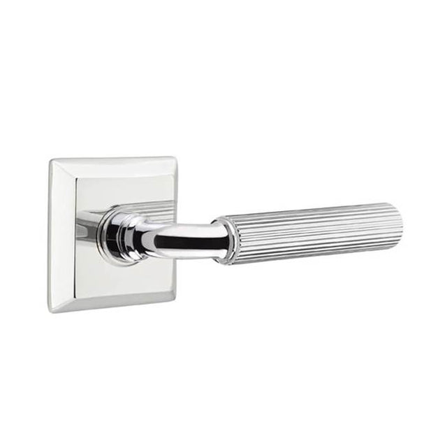 Emtek - Privacy, Quincy Rosette US26, R-Bar Stem US26, Straight Knurled Handle US26 RH - Polished Chrome
