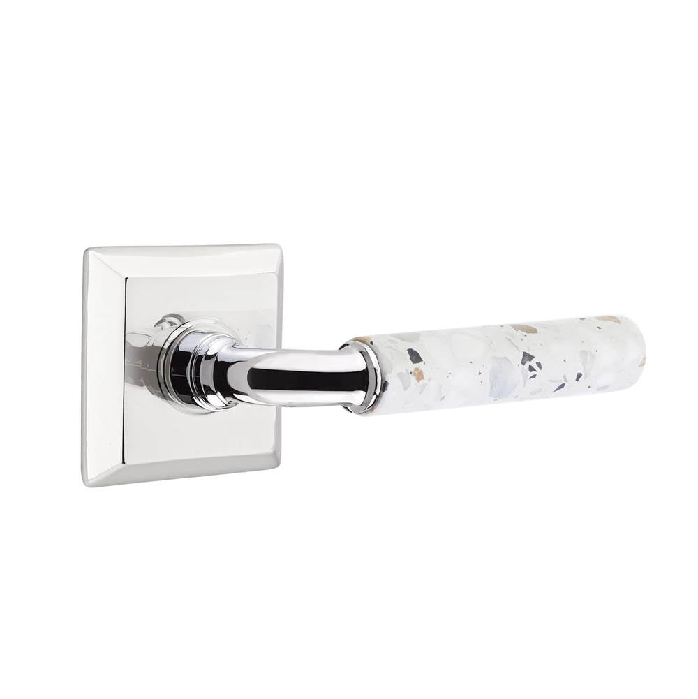 Emtek - Select Passage, Quincy Rosette US26, R-Bar Stem US26, Light Terrazzo Handle, RH - Polished Chrome