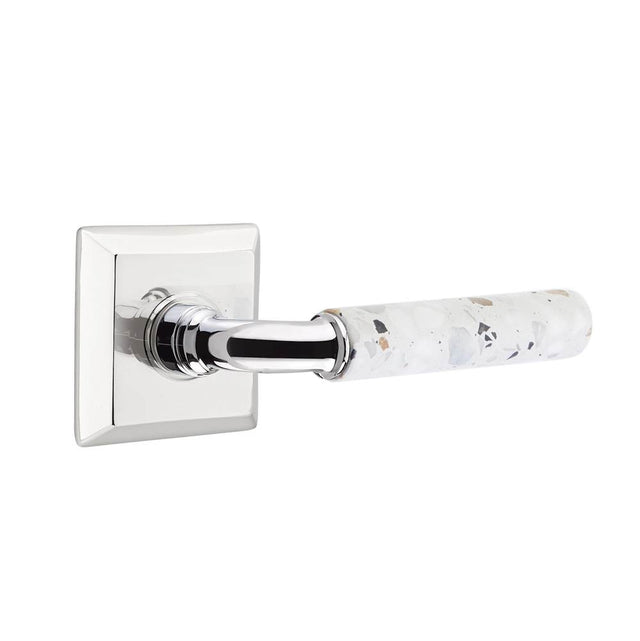 Emtek - Select Passage, Quincy Rosette US26, R-Bar Stem US26, Light Terrazzo Handle, RH - Polished Chrome
