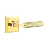 Emtek - Concealed Fastener, Passage, Quincy Rosette US3NL, L-Square Stem US3NL, Straight Knurled Handle US3NL - Unlacquered Brass