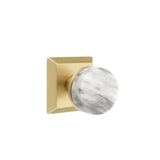 Emtek - Privacy, Quincy Rosette US4, Conical Stem US4, White Marble Knob - Satin Brass