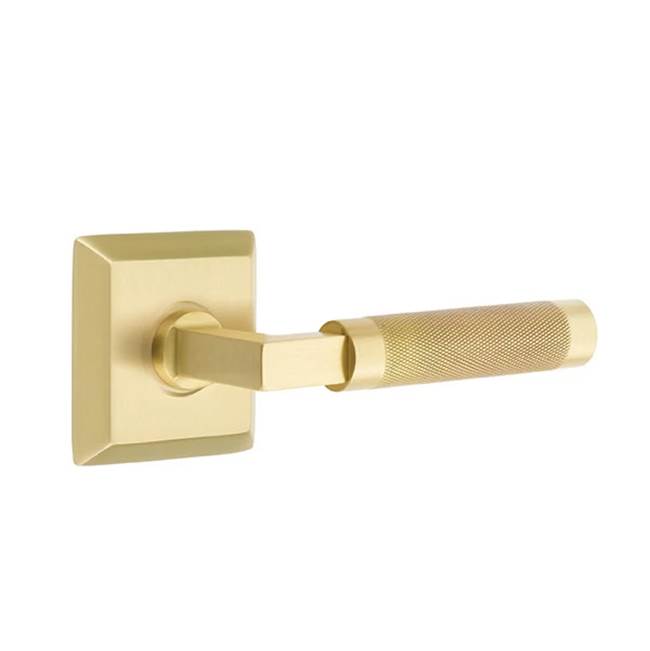 Emtek - Passage, Quincy Rosette US4, L-Square Stem US4, Knurled Handle US4 LH - Satin Brass
