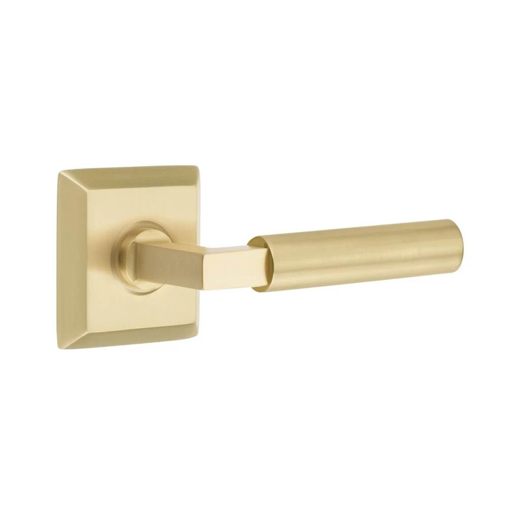 Emtek - Concealed Fastener, Select Privacy, Quincy Rosette US4, L-Square Stem US4, Smooth Handle US4 - Satin Brass